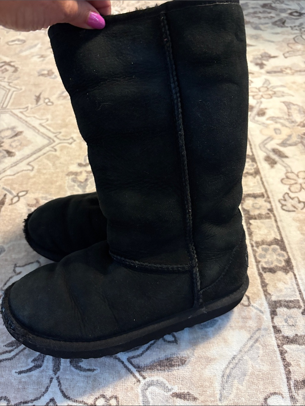 UGG Black Suede Mid-Calf Winter Boots